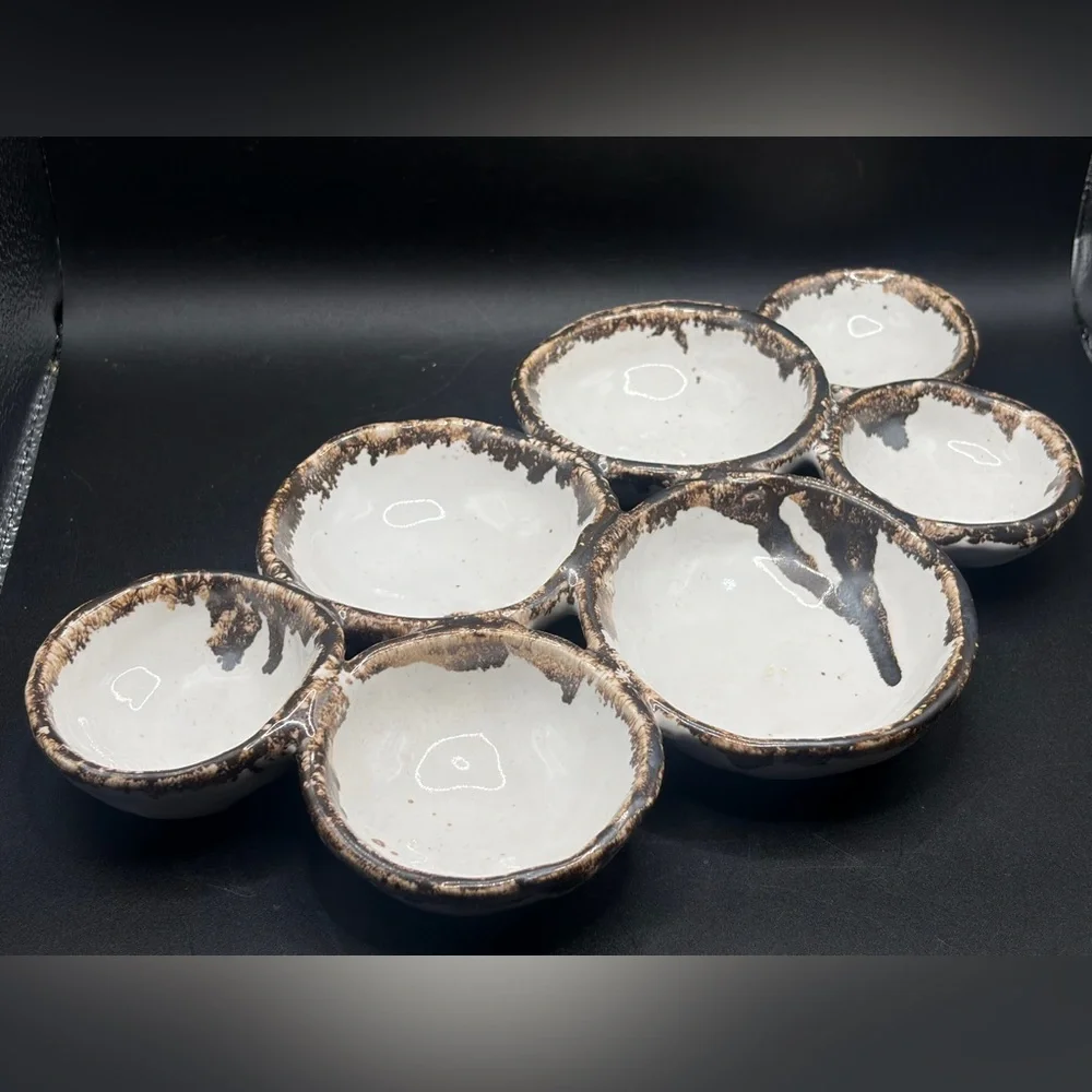 Handmade Trademarked Drip Glaze Ceramic Serving Dish Platter Tray Tableware